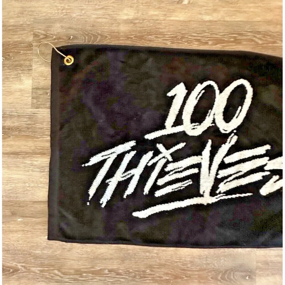 100 Thieves Golf Towel Black White Made in USA Metal Clip